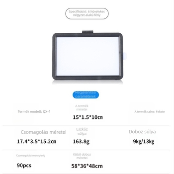 USB LED négyszögletes panel világítás élő közvetítéshez, 4 színű chip, fokozatmentes fényerő-szabályozás, méret 6/8 hüvelyk