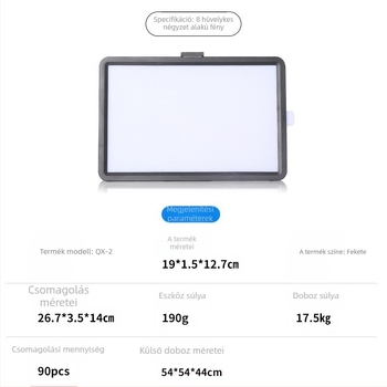 USB LED négyszögletes panel világítás élő közvetítéshez, 4 színű chip, fokozatmentes fényerő-szabályozás, méret 6/8 hüvelyk