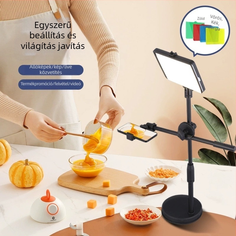 USB LED négyszögletes panel világítás élő közvetítéshez, 4 színű chip, fokozatmentes fényerő-szabályozás, méret 6/8 hüvelyk