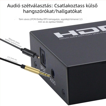 HDMI mátrix 2x4 hangkimenet-kapcsolóval, 4K@60Hz, kapcsoló/el osztó, távirányítóval