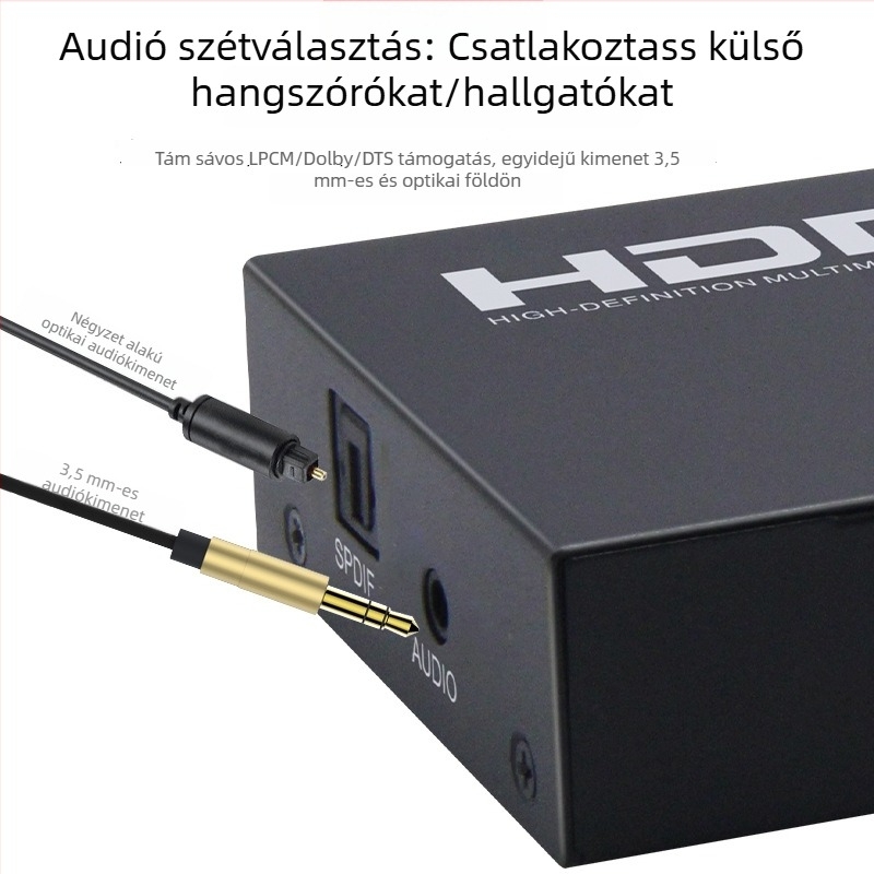 HDMI mátrix 2x4 hangkimenet-kapcsolóval, 4K@60Hz, kapcsoló/el osztó, távirányítóval