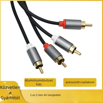 AV kábel 2RCA-2RCA, aranyozott, rézmag, réz kábel, számítógépes perifériákhoz