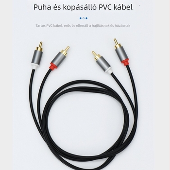 AV kábel 2RCA-2RCA, aranyozott, rézmag, réz kábel, számítógépes perifériákhoz