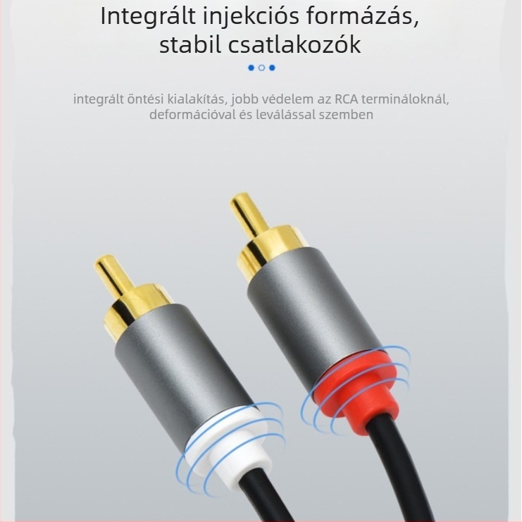 AV kábel 2RCA-2RCA, aranyozott, rézmag, réz kábel, számítógépes perifériákhoz