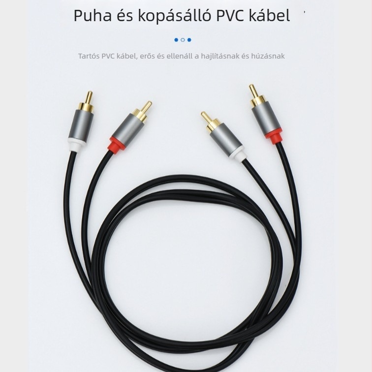 AV kábel 2RCA-2RCA, aranyozott, rézmag, réz kábel, számítógépes perifériákhoz