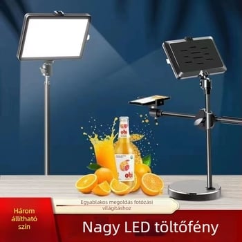 LED világítás fotózáshoz és élő közvetítéshez, hordozható asztali lámpa lágy fényekkel, állítható színhőmérséklet 3000K–6000K és fényerő, USB tápegység, 12W
