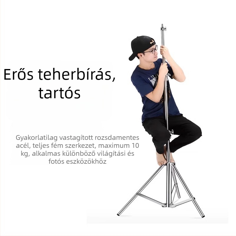 Fényképező lámpa állvány – univerzális kompatibilitás, alumínium ötvözetből, teherbírás max. 6–10 kg, súly 2,9 kg