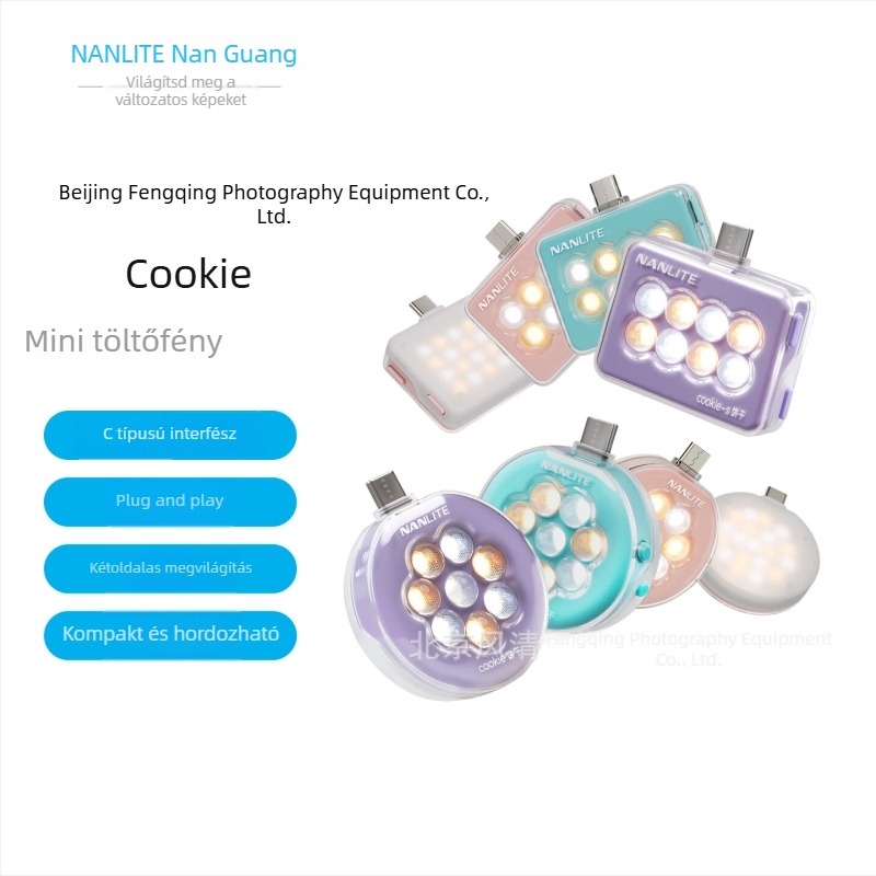 Nanlite Cookie telefon-kitöltő fény, Type-C tápegység, kültéri portrék és still life felvételek