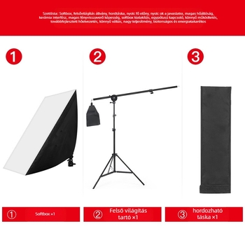 Ruifutu Softbox Felső Fényállvány Keresztkarral a Fotózásért, 220V, E27, Állandó Fény