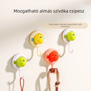 Ventuzás fogas konyhába és fürdőszobába – fúrás nélkül, mozgatható, ABS anyag, egylakos rajzfilm-cuki stílus, modell XY26113