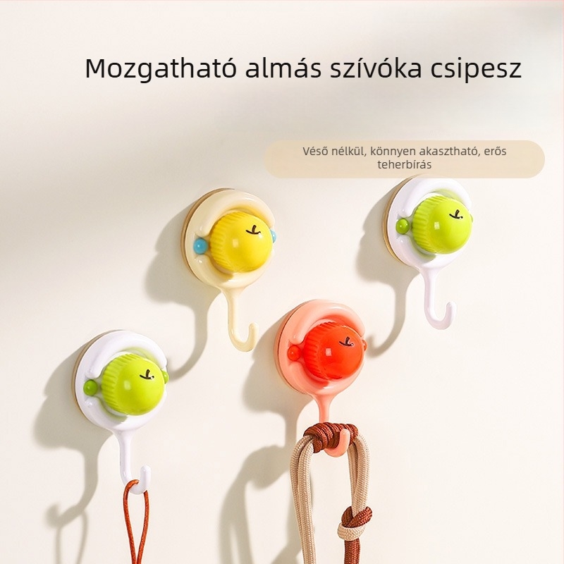Ventuzás fogas konyhába és fürdőszobába – fúrás nélkül, mozgatható, ABS anyag, egylakos rajzfilm-cuki stílus, modell XY26113