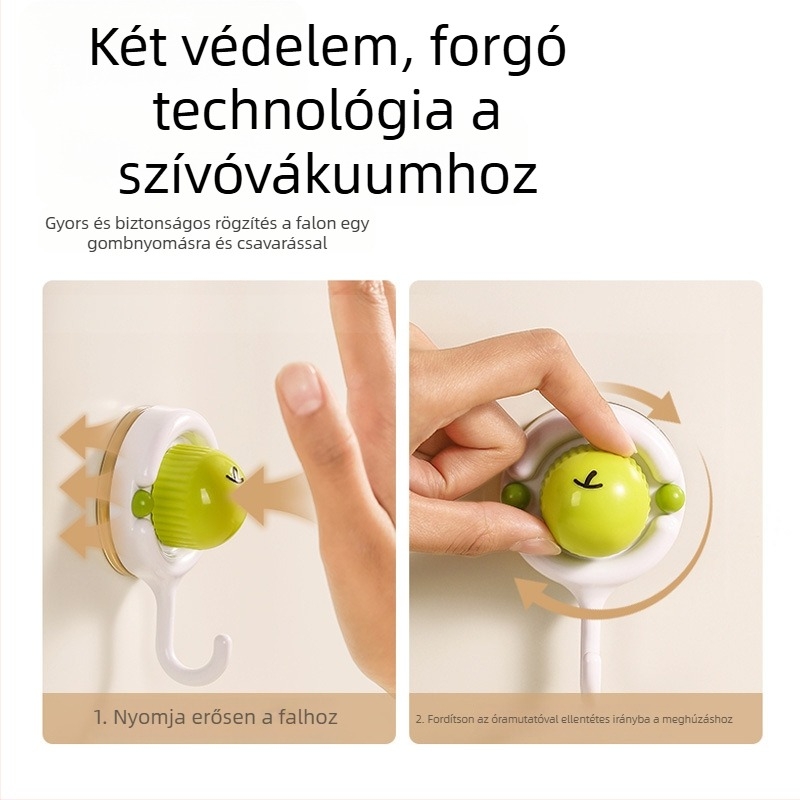 Ventuzás fogas konyhába és fürdőszobába – fúrás nélkül, mozgatható, ABS anyag, egylakos rajzfilm-cuki stílus, modell XY26113