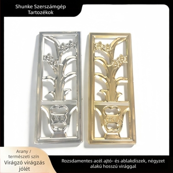 Ajtó- és ablak dekoratív lemez rozsdamentes acélból, nárcisz motívum, kétoldalas prézett lemez, anyag 201/304, modern minimalista stílus