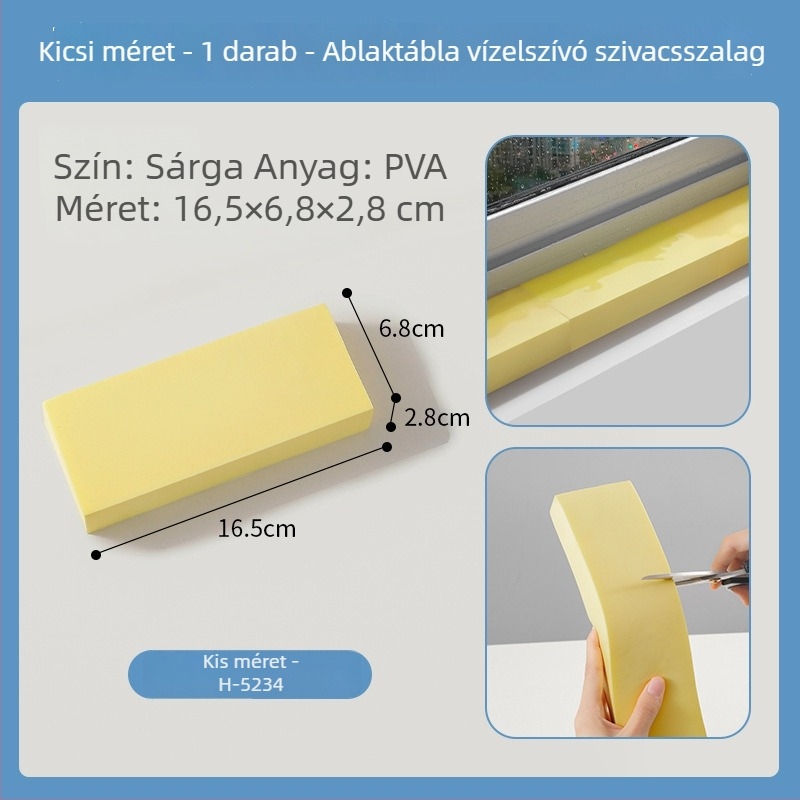 PVC abszorbeáló szivacs szalag ablakhoz, öntapadós, japán stílus, mintázat nélküli, 1 db