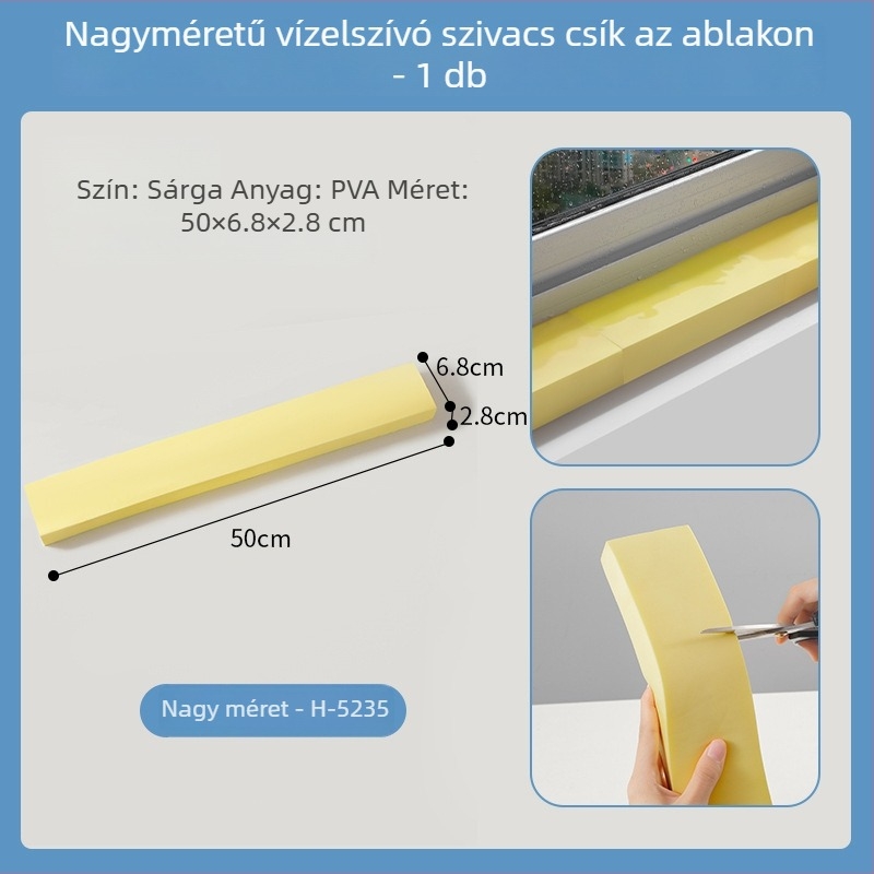PVC abszorbeáló szivacs szalag ablakhoz, öntapadós, japán stílus, mintázat nélküli, 1 db