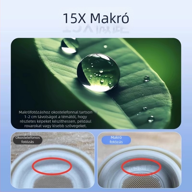 Három az egyben akril mobiltelefon objektív — fisheye, makró és nagylátószög, egyetemes kompatibilitás
