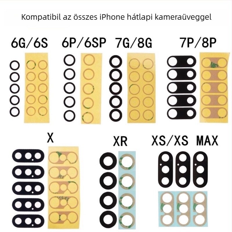 Hátsó kamera lencséjének üveglapja iPhone 7/8 Plus, X/XS/XS Max és 11–15 sorozat modelljeihez