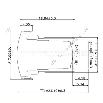 Fix fókuszú objektív, 3,8 mm, 146,1° széles látószög, f/1,5, M12 csatlakozó
