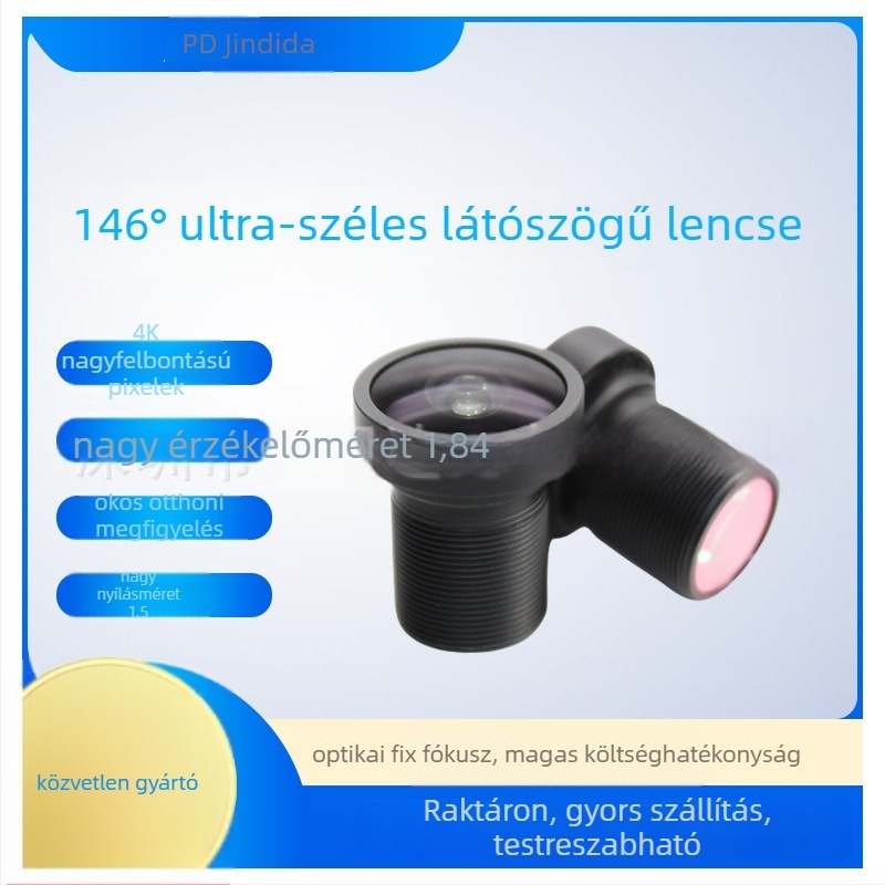Fix fókuszú objektív, 3,8 mm, 146,1° széles látószög, f/1,5, M12 csatlakozó