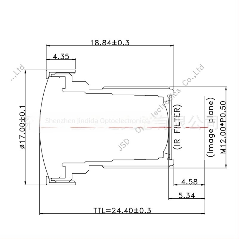 Fix fókuszú objektív, 3,8 mm, 146,1° széles látószög, f/1,5, M12 csatlakozó