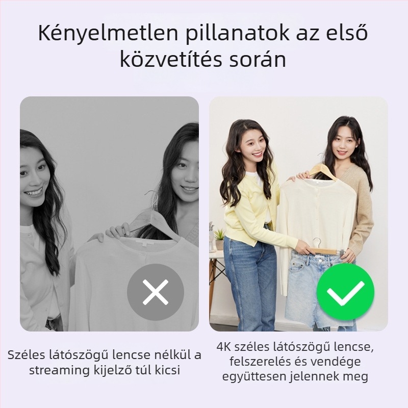 Mobiltelefonos élő közvetítéshez széles látószögű lencse, 2-in-1 makró, HD, kompatibilis a PICKOGEN-nel