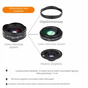 9K mobiltelefon széles látószögű makro lencse kettő az egyben a Wurli számára — selfie és HD külső felvétel