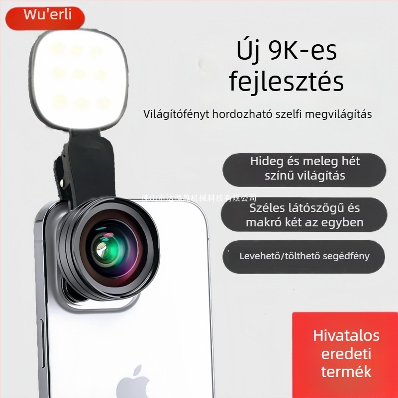 9K mobiltelefon széles látószögű makro lencse kettő az egyben a Wurli számára — selfie és HD külső felvétel