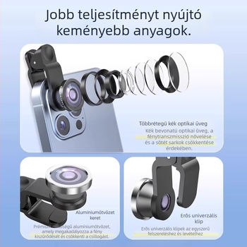 Okostelefon-lencse készlet: fisheye, makró, széles látószög, speciális effektek • Márka: Friendly • Modell: Yyjtou • Kompatibilitás: univerzális
