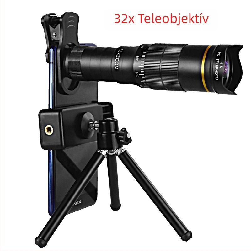 32x zoomos okostelefon-teleobjektív, külső univerzális teleobjektív okostelefonhoz, gyorsan állítható zoom, kompatibilis Apple, Samsung, Huawei, Xiaomi, Oppo