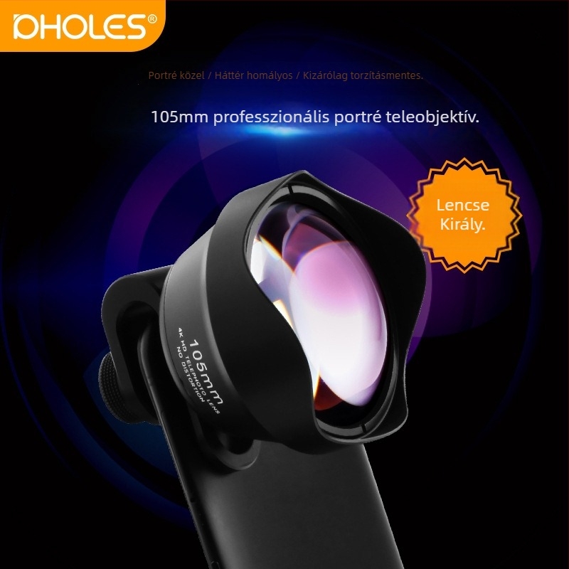 pholes PH-8166 Portré objektív mobiltelefonhoz, külső lencse 105 mm, DSLR-szintű bokeh, kompatibilis a legtöbb okostelefonnal