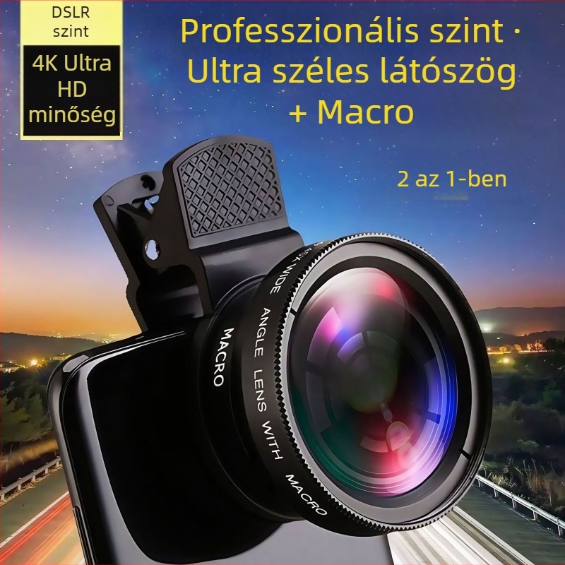 0.45x széles látószög + makro lencse telefonhoz – clip univerzális, 2 az 1-ben