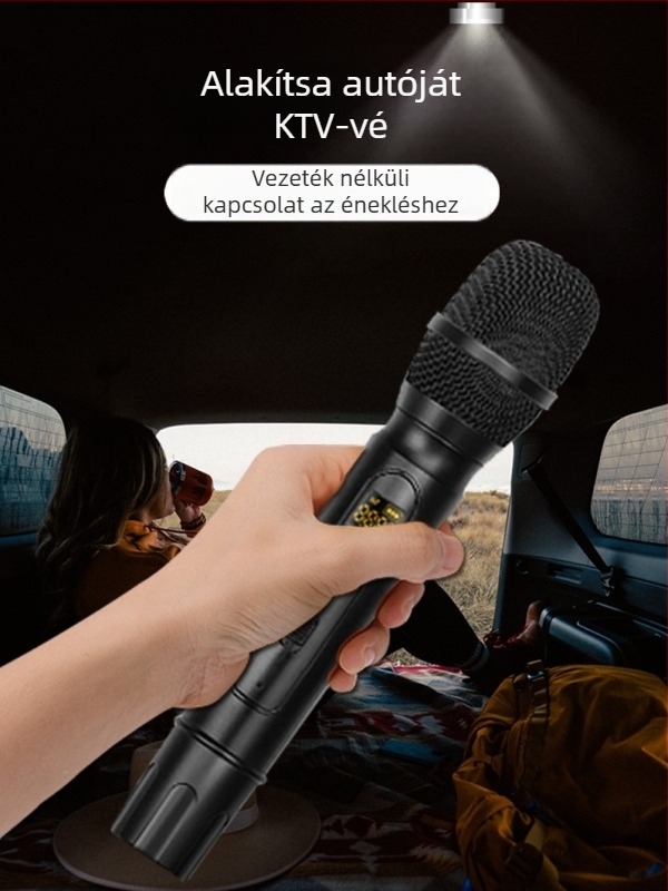 Karaoke hangkártya autó/otthon KTV-hez, Bluetooth 4.2, kettős mikrofon, beépített 1200mAh akkumulátor, frekvencia válasz 40Hz–20kHz, SNR ≥85dB, KMS01, Ruitong