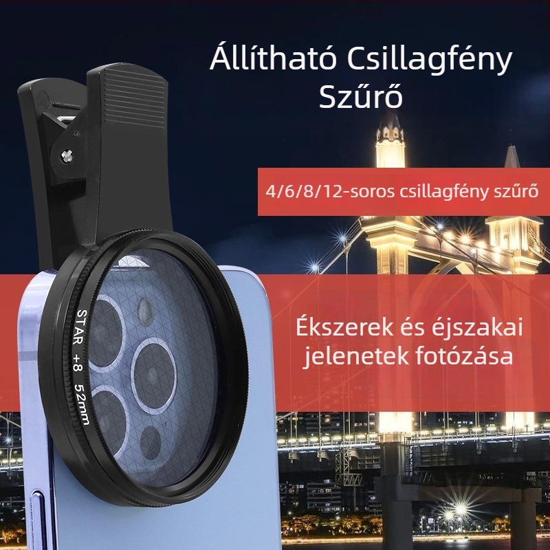 DM-08 Csillagfény Lencsés Szűrő Mobiltelefonhoz — Éjszakai felvétel, átmérő 52 mm, hosszúság 8,5, súly 30 g
