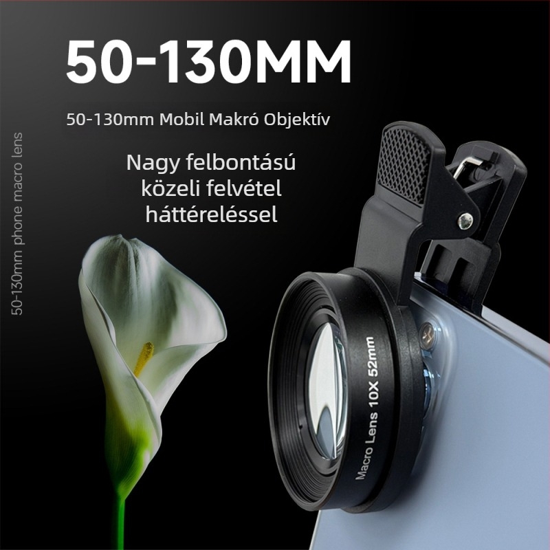 Mobiltelefon makro lencse, 10x nagyítás, 50-130 mm fókusztávolság, Jovocn Jv-5210