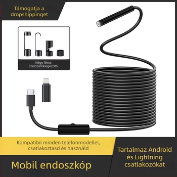 Endoszkópos kamera mechanikus alkatrészekhez, 70° látószög, IP67 vízálló, 100 cm munka hossza, 1920x1440 felbontás, LED világítás