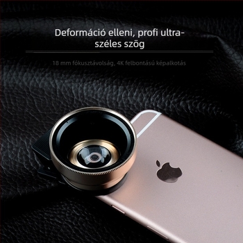 Telefonlencse 2-in-1 klipsz: 37 mm csatlakozás, 0.45x széles látószög, UV-szűrő, makró