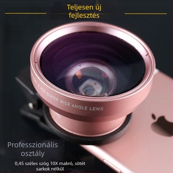 Telefonlencse 2-in-1 klipsz: 37 mm csatlakozás, 0.45x széles látószög, UV-szűrő, makró