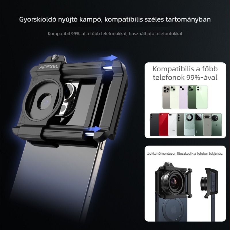 APEXEL ZM100 Zoom Makró telefonos objektív — APL-ZM100, univerzális kompatibilitás, közeli felvétel, súly 210 g