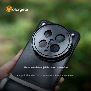 fotorgear 67mm-es filteradapter gyűrű V-to-T montázshoz, 2.35x teleobjektívhez okostelefonon