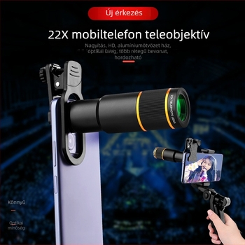 Mobiltelefon teleobjektív külső lens – 22x nagyítás, HD felbontás, koncertfotózáshoz