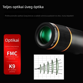 Mobiltelefon teleobjektív külső lens – 22x nagyítás, HD felbontás, koncertfotózáshoz