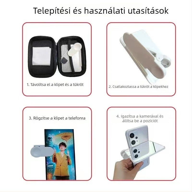 Tedma TH-217 Univerzális telefonos selfie klip visszaverő objektívvel utazási fotózáshoz