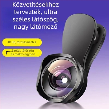 Okostelefon-lencse 4K/5K, széles látószögű + makró, élő közvetítéshez, akril lencse