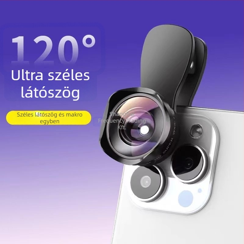 Okostelefon-lencse 4K/5K, széles látószögű + makró, élő közvetítéshez, akril lencse