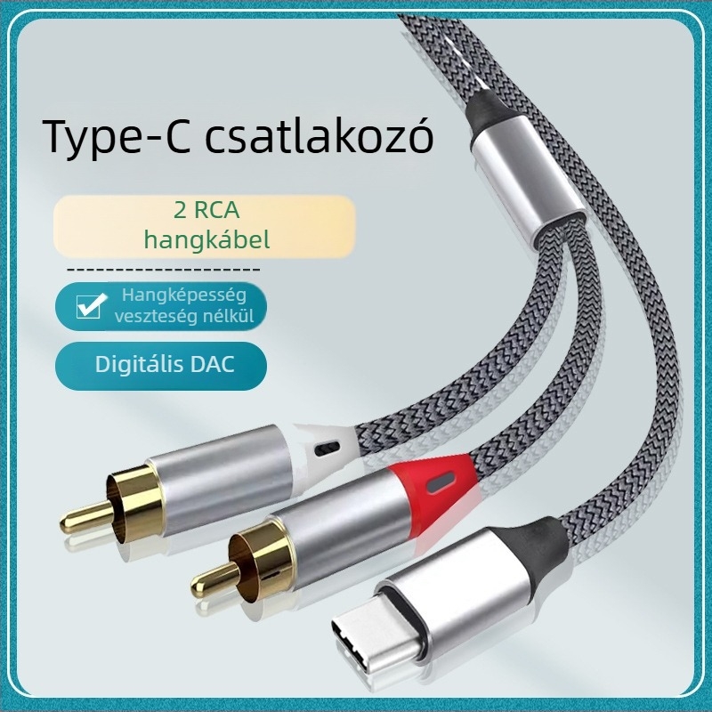 Type-C-ről 2RCA audiókábel, rézmag, enamellált réz vezeték, új stílus, digitális eszközökhöz