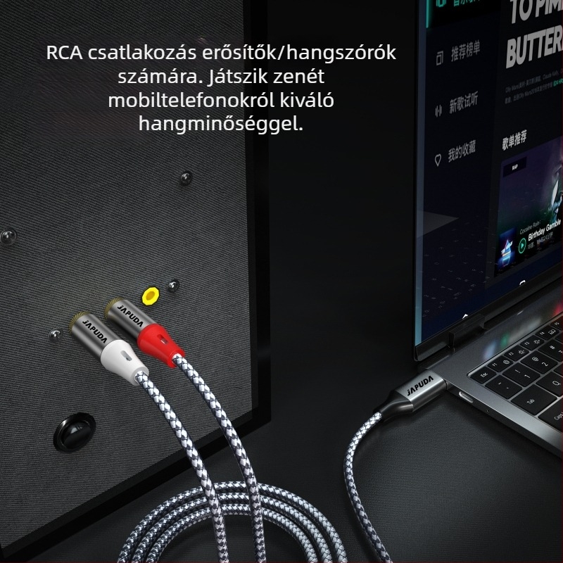 Type-C-ről 2RCA audiókábel, rézmag, enamellált réz vezeték, új stílus, digitális eszközökhöz