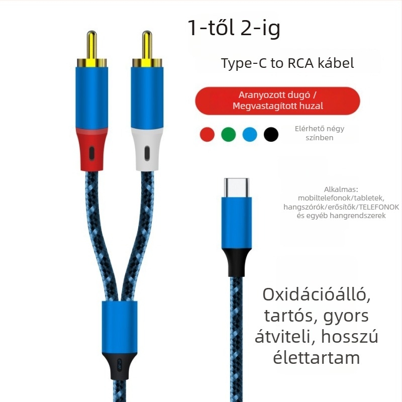 Type-C-ről 2RCA audiókábel, rézmag, enamellált réz vezeték, új stílus, digitális eszközökhöz