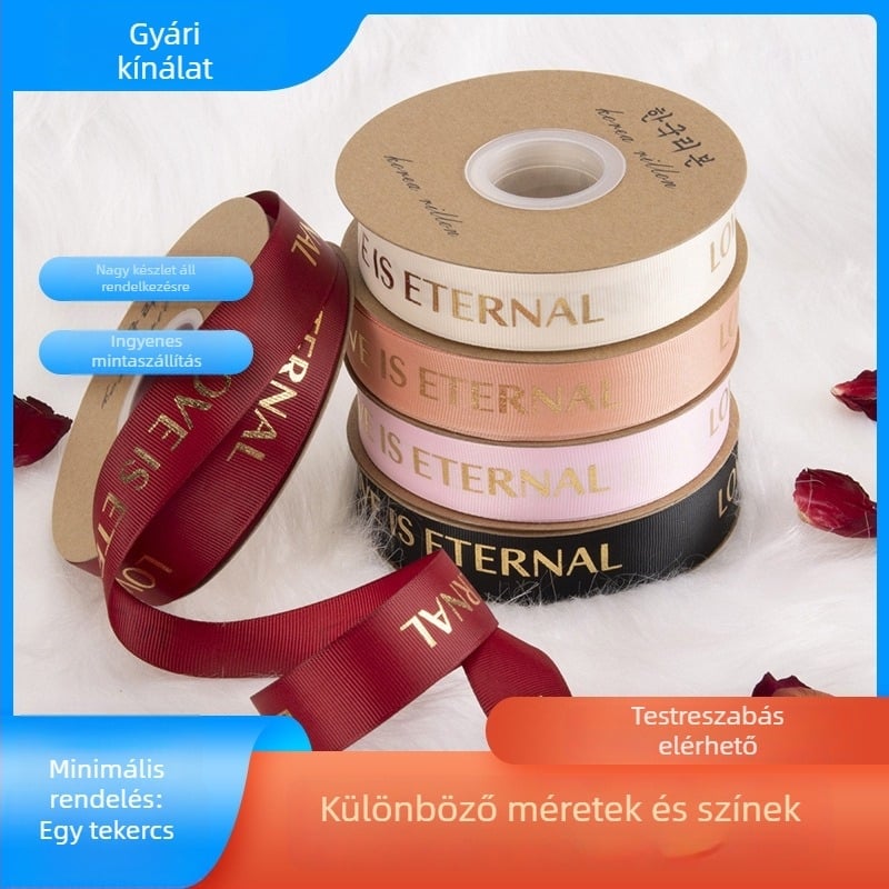2,5 cm nyomott szövött szalag torták becsomagolásához és virágcsokrokhoz, esküvői díszítés