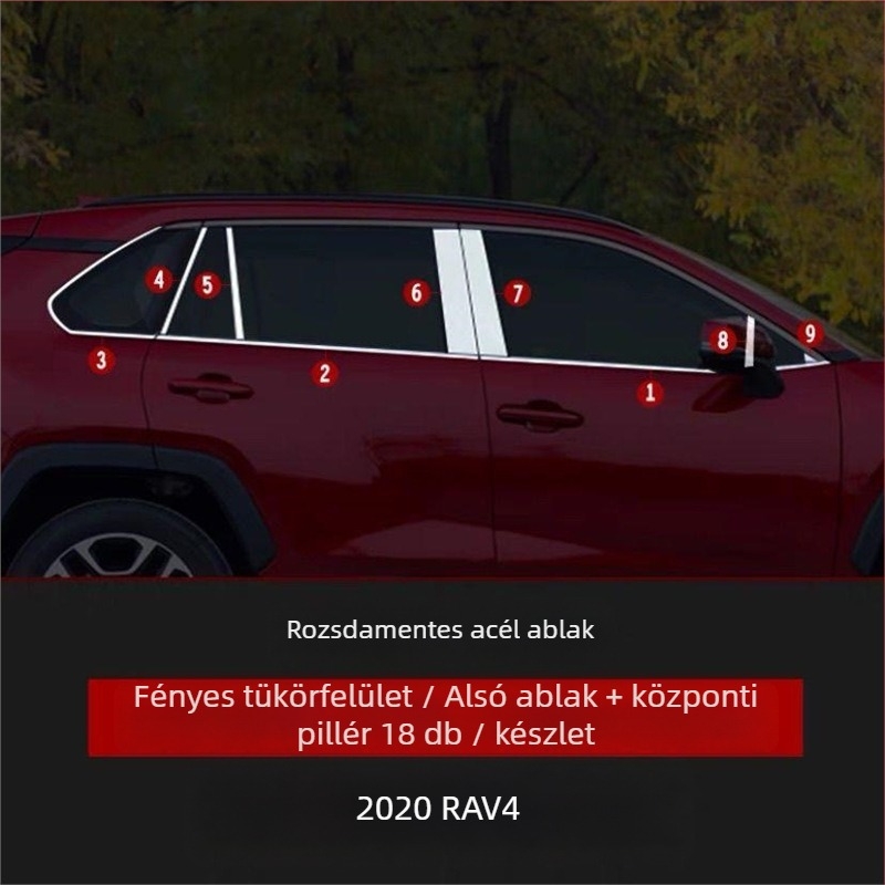Toyota RAV4 ablakához rozsdamentes acél díszcsík (2020–2021)