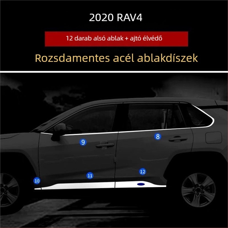 Toyota RAV4 ablakához rozsdamentes acél díszcsík (2020–2021)